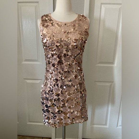 Lulus “Bring It Rose Gold Sequin Bodycon Mini Dress” - Picture 1 of 5